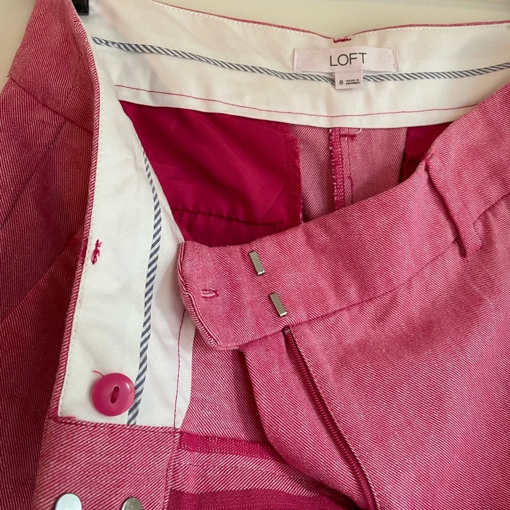 LOFT Pink Linen Blend Cropped Ankle Pants Size 8